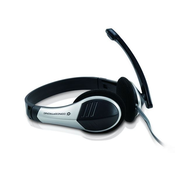 Conceptronic CCHATSTAR2_V2 Headset Vezetékes Fejpánt Iroda/telefonos ügyfélközpont Fekete, Ezüst (CCHATSTAR2)