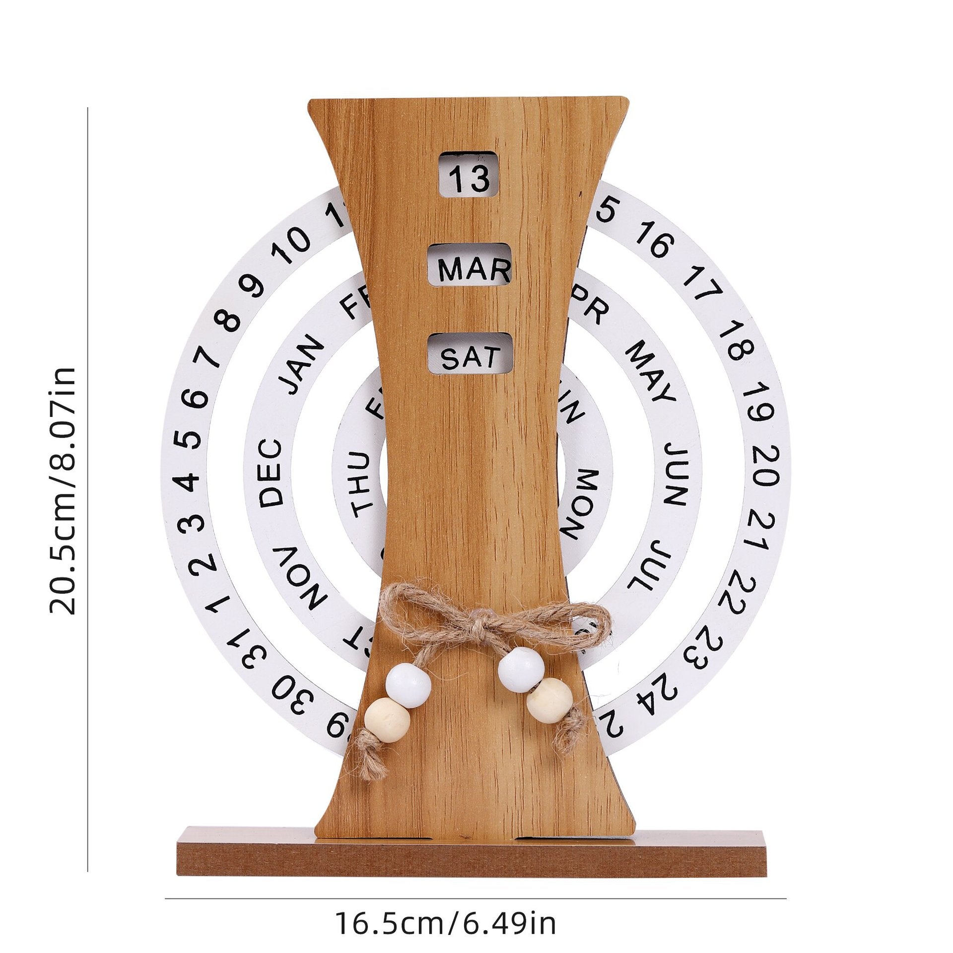NNEDSZ Rustic Perpetual Wooden Calendar | Decorative Home & Desk Accessory (Ferris wheel shape)